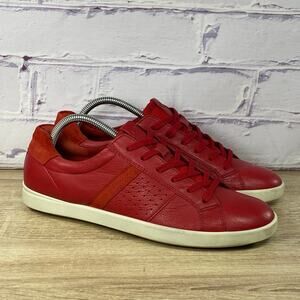 ECCO Red Leather Casual Sneakers Women's 41 US Size 10 Leisure Lace Up Shoes